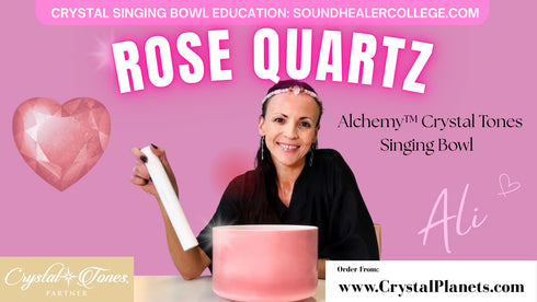 9" E-5 Rose Quartz Crystal Tones Alchemy™  Crystal Singing Bowl